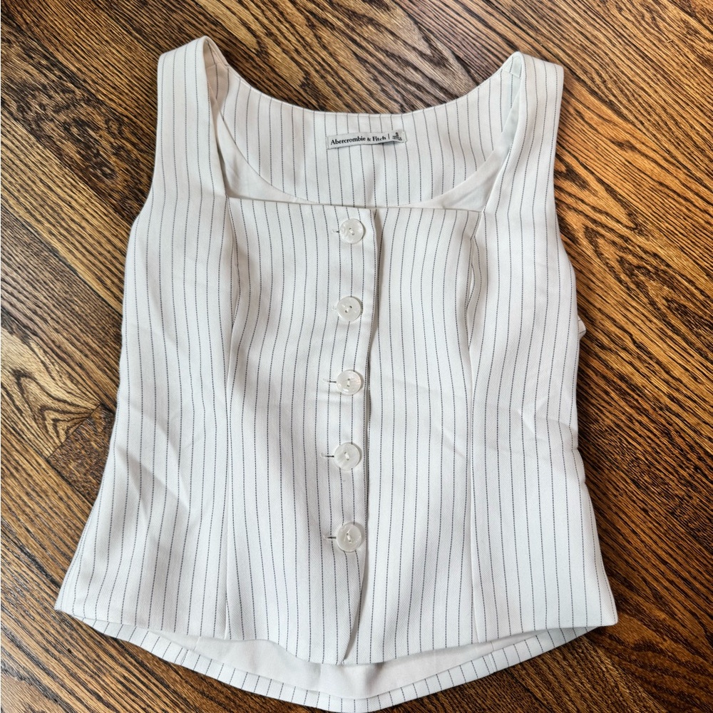 Abercrombie & Fitch Mara Tailored White Pinstripe Tank Top Vest